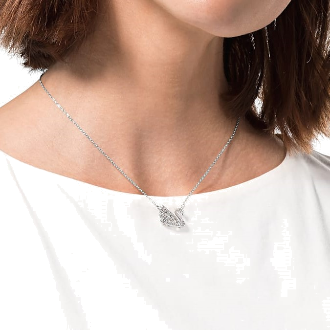 Collier Swarovski Dancing Swan pendentif cygne en métal rhodié - Blanc vue 3