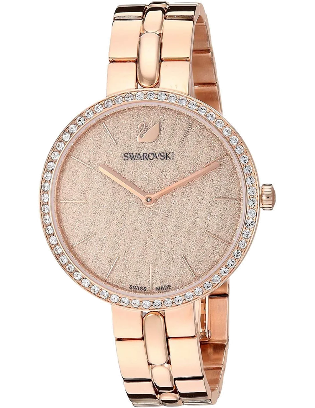 Montre Swarovski Cosmopolitan 5517800 pour Femme, Boîtier Acier Or Rose 32mm, Cadran Poudre de Diamants