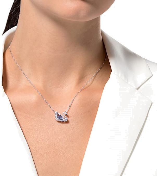 Collier Swarovski Dancing Swan pendentif cygne en métal rhodié - Bleu vue 3
