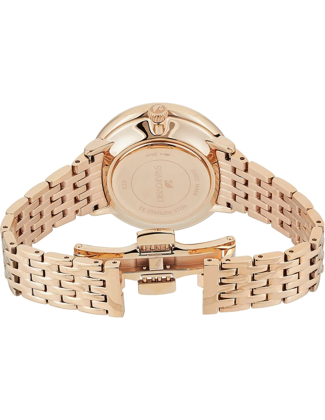 Montre Swarovski Crystalline 5544587 pour Femme, Cadran Noir et Bracelet Acier Or Rose vue 2