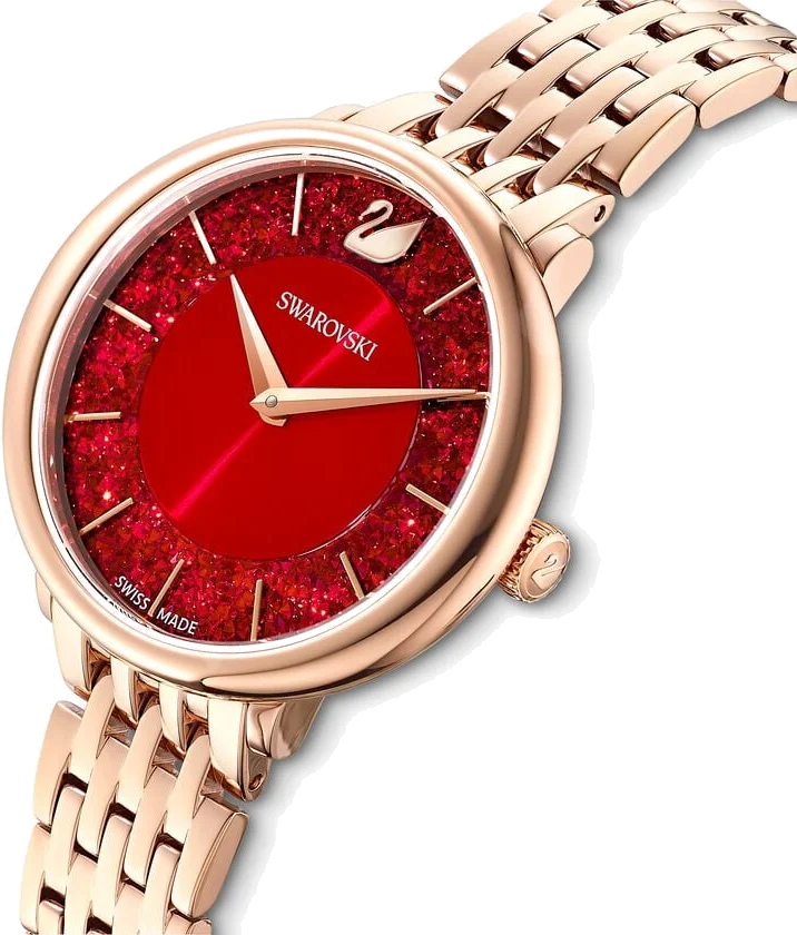 Montre Femme Swarovski Crystalline 5547608 Cadran Rouge Cristaux Acier Or Rose vue 2