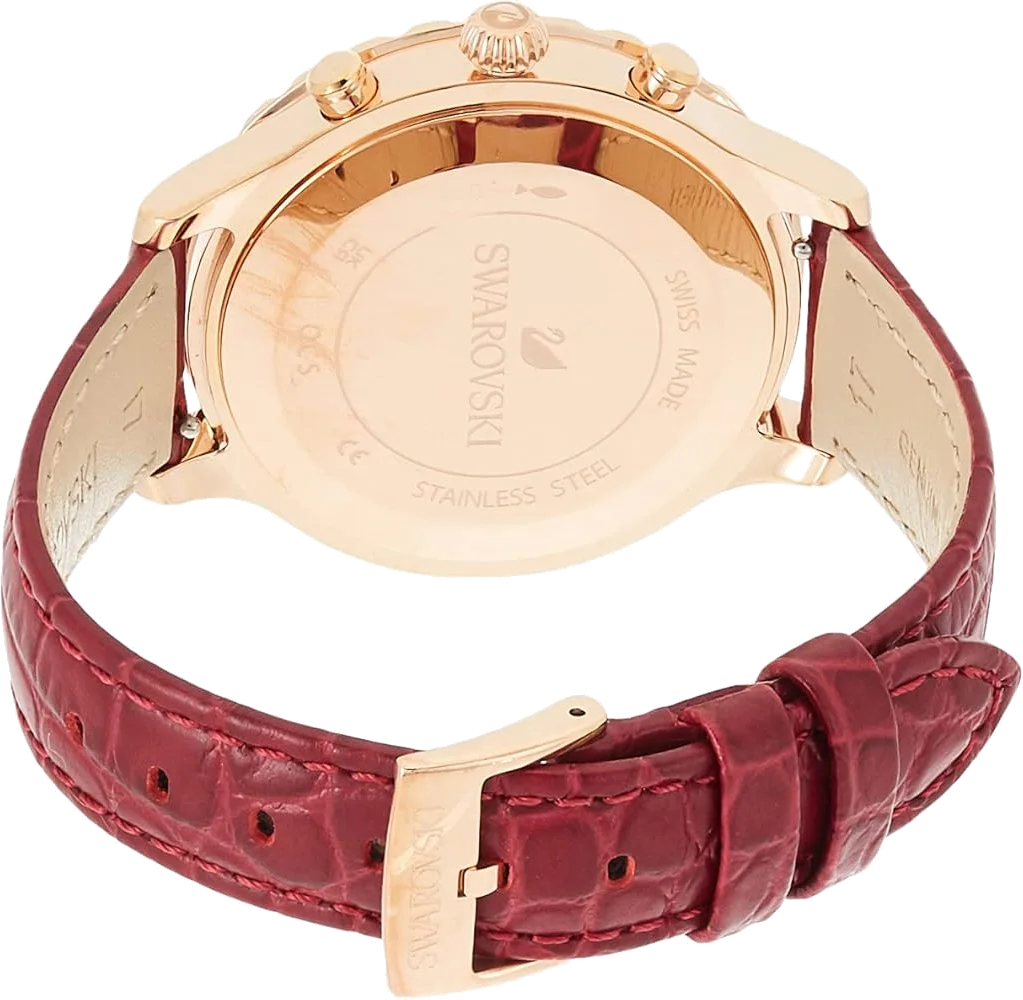 Montre Femme Swarovski Octea Lux Chrono 5547642 - Cadran et Bracelet Cuir Rouge vue 3