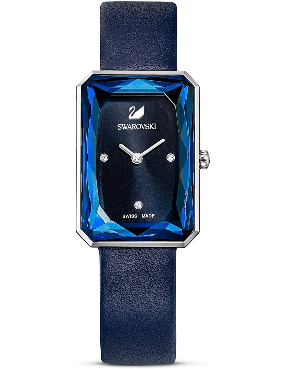 Montre Femme Swarovski 5547713 Uptown Cadran Rectangulaire Bleu Bracelet Cuir