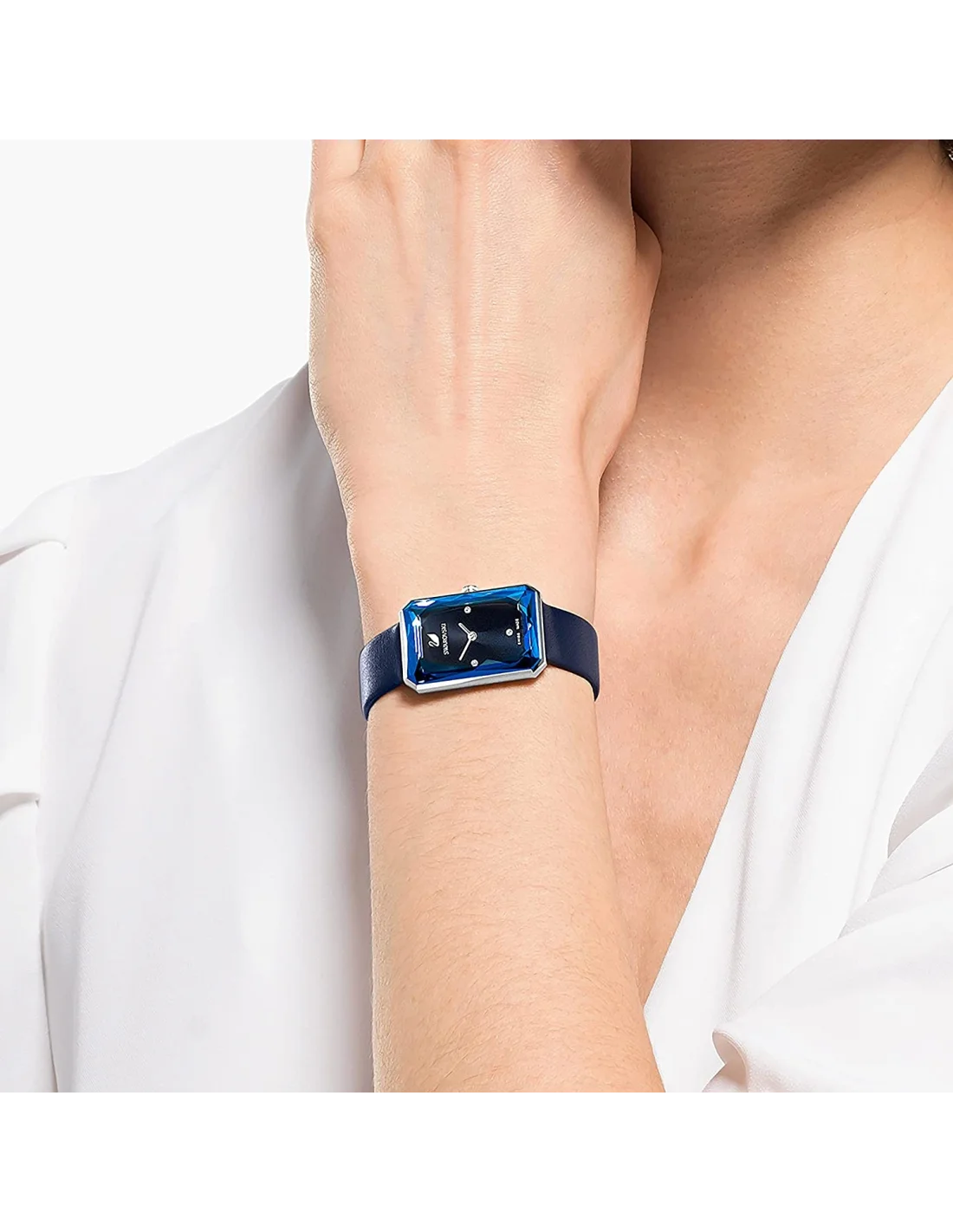 Montre Femme Swarovski 5547713 Uptown Cadran Rectangulaire Bleu Bracelet Cuir vue 2