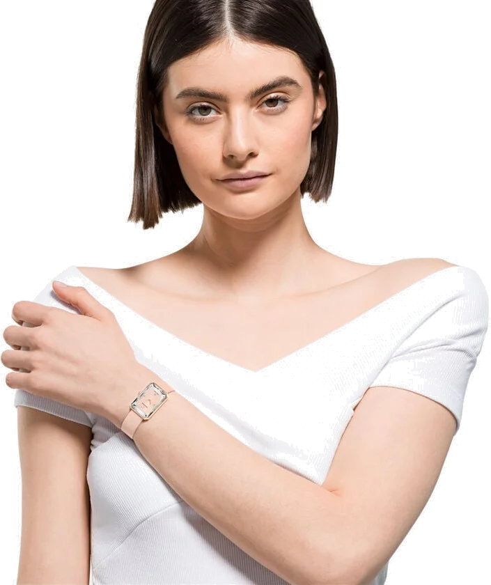 Montre Femme Swarovski 5547719 Uptown - Cadran Rectangulaire Rose, Bracelet Cuir Beige vue 4