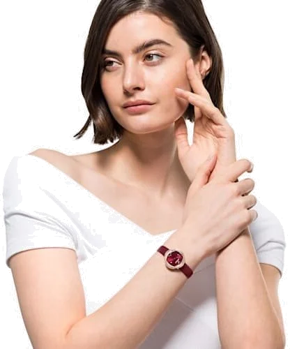 Montre Femme Swarovski 5552780 - Cadran Cristal Flower, Bracelet Cuir Bordeaux vue 4