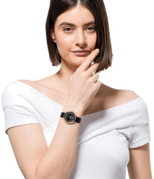 Montre Femme Swarovski 5558634 Crystalline Aura, Boîtier Acier Or Rose & Bracelet Cuir Noir vue 3