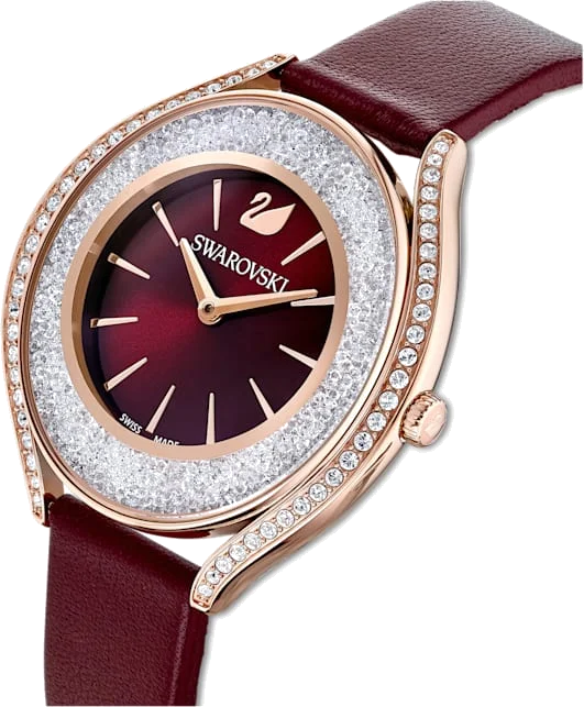Montre Femme Swarovski 5558637, Boîtier Or Rose Acier et Bracelet Cuir Bordeaux vue 2