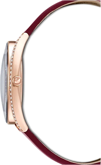 Montre Femme Swarovski 5558637, Boîtier Or Rose Acier et Bracelet Cuir Bordeaux vue 3