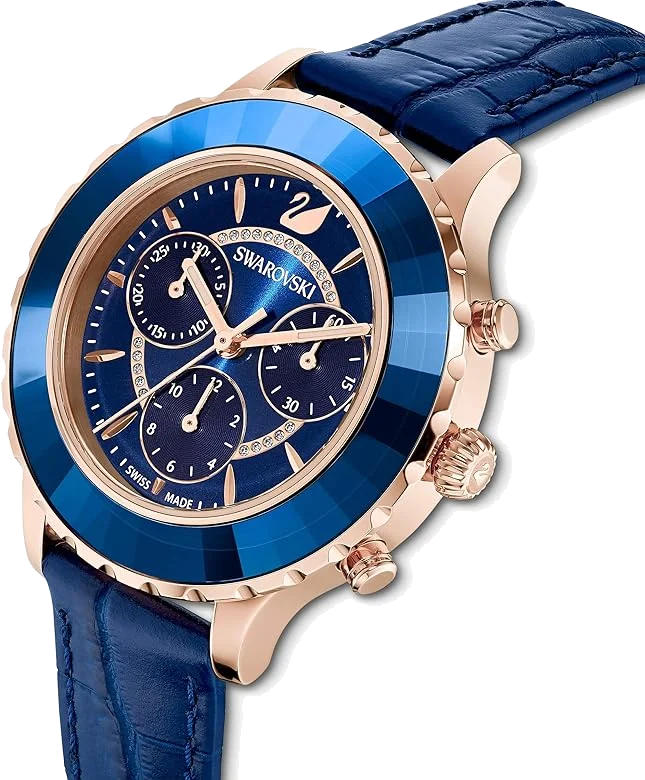 Montre Femme Swarovski Octea Lux Chrono 5563480 - Cadran et Bracelet Cuir Bleu vue 2