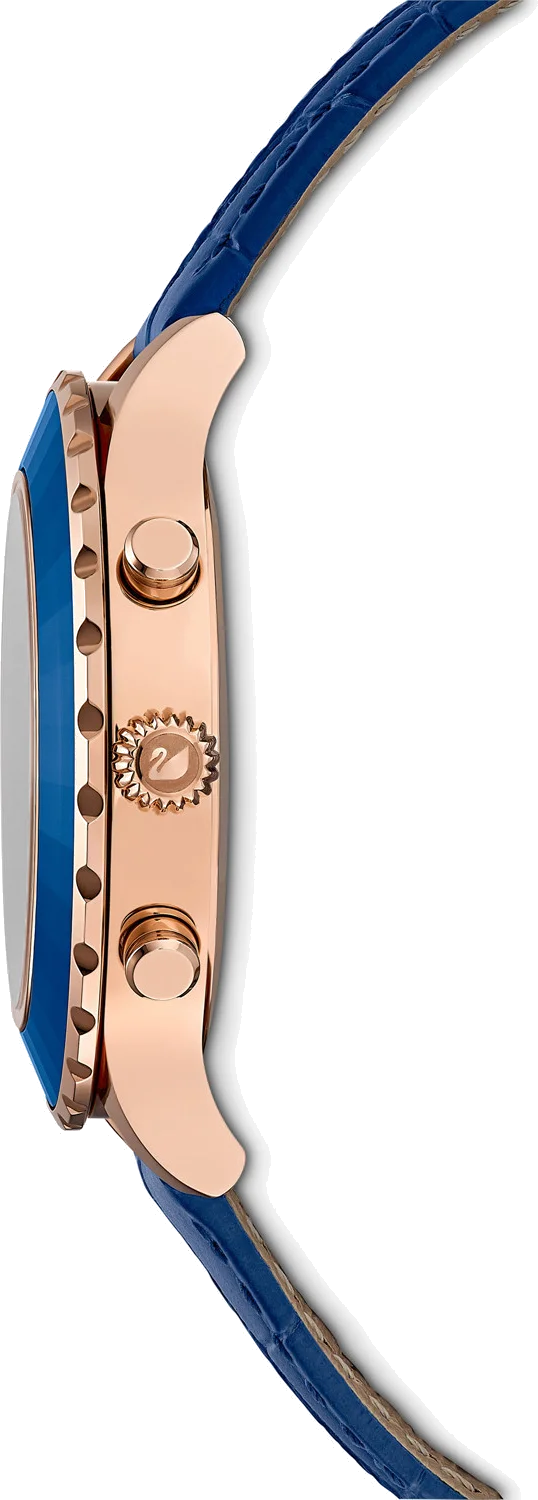 Montre Femme Swarovski Octea Lux Chrono 5563480 - Cadran et Bracelet Cuir Bleu vue 3