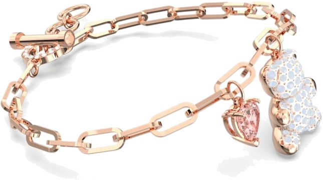 Bracelet Swarovski Teddy ours en métal plaqué or rose - Blanc vue 2