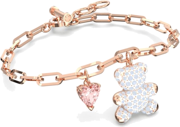 Bracelet Swarovski Teddy ours en métal plaqué or rose - Blanc vue 4