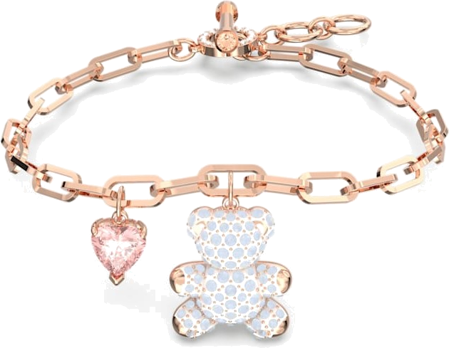Bracelet Swarovski Teddy ours en métal plaqué or rose - Blanc vue 5