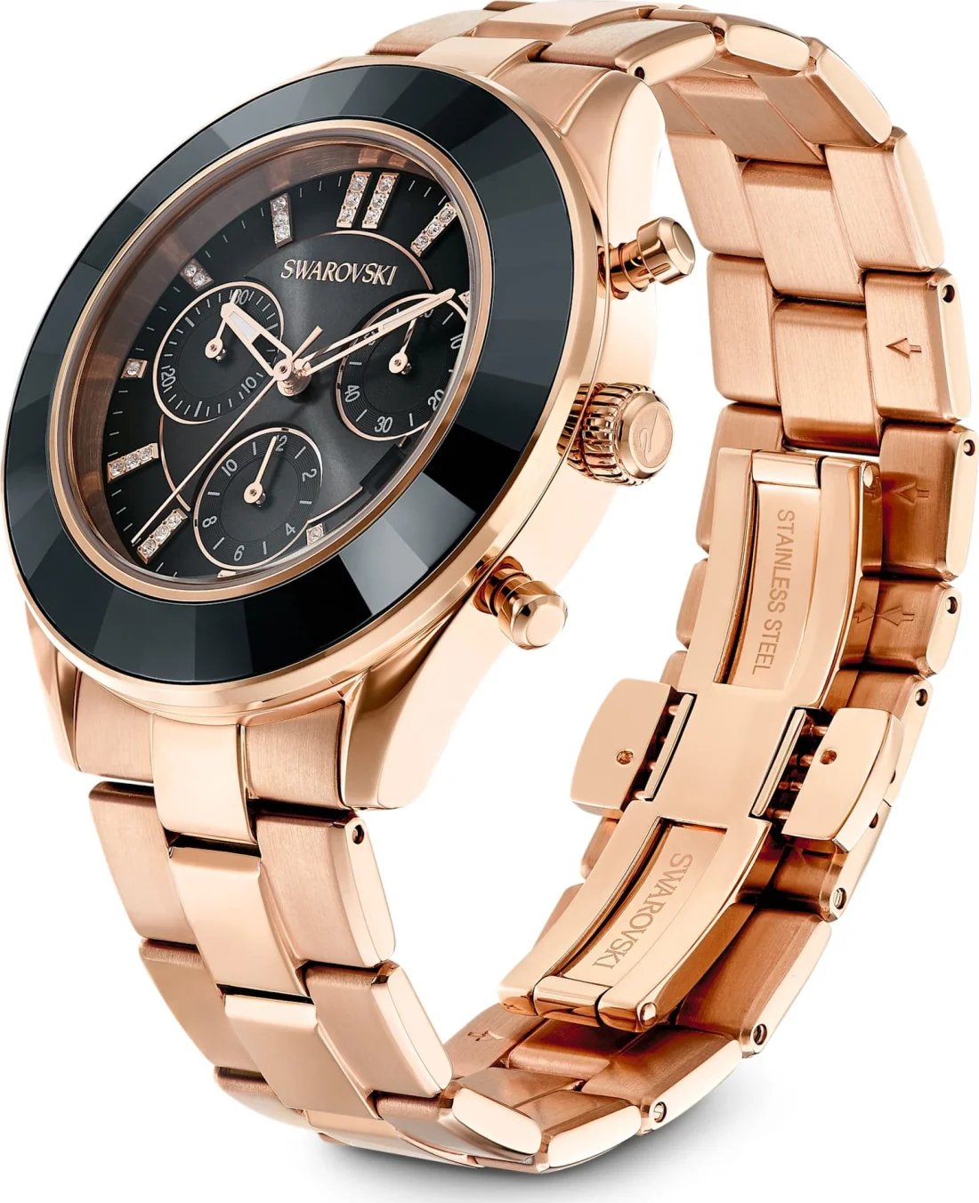 Montre Femme Swarovski Octea Lux Sport 5610478 - Cadran Noir, Bracelet Acier Or Rose vue 2