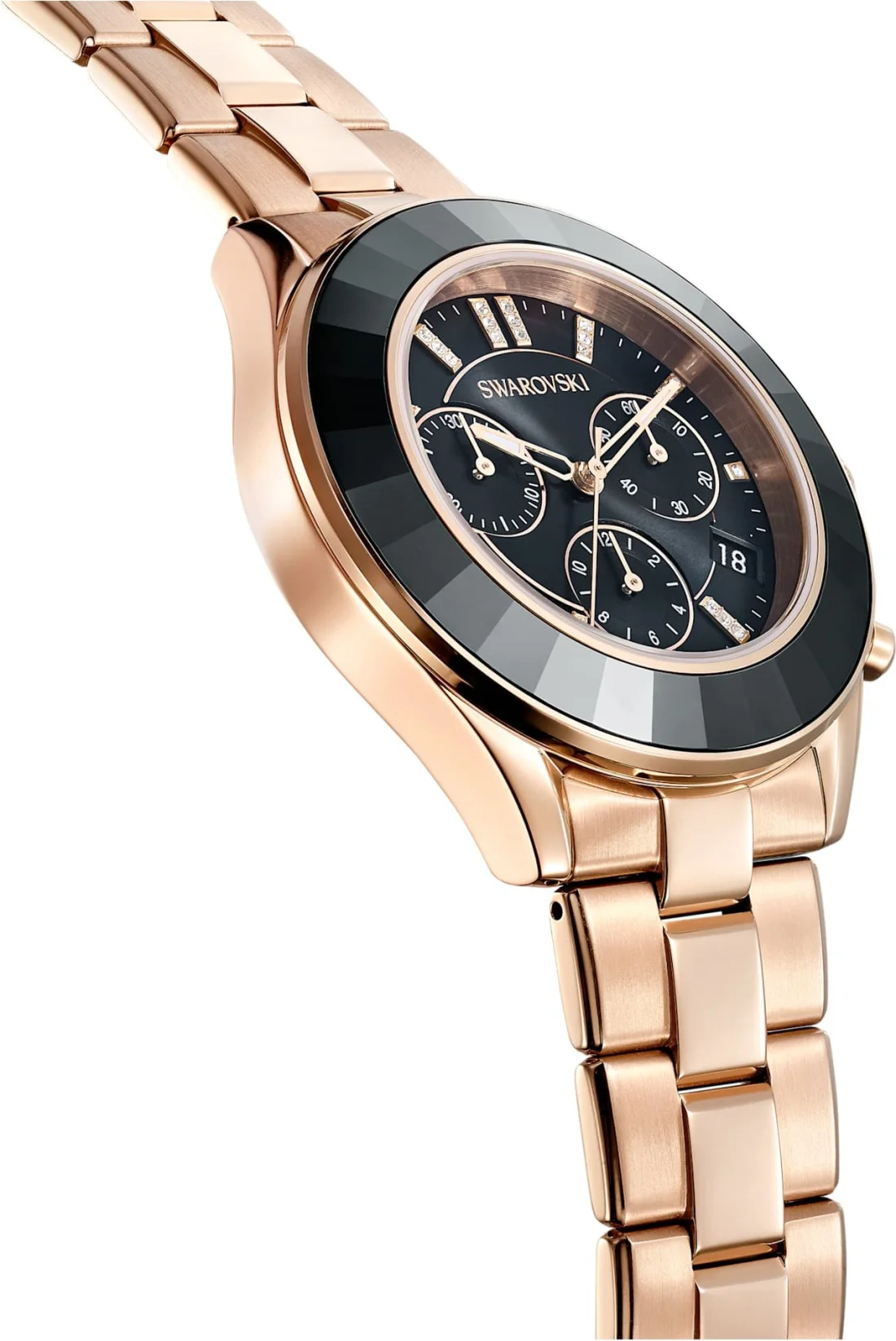 Montre Femme Swarovski Octea Lux Sport 5610478 - Cadran Noir, Bracelet Acier Or Rose vue 4