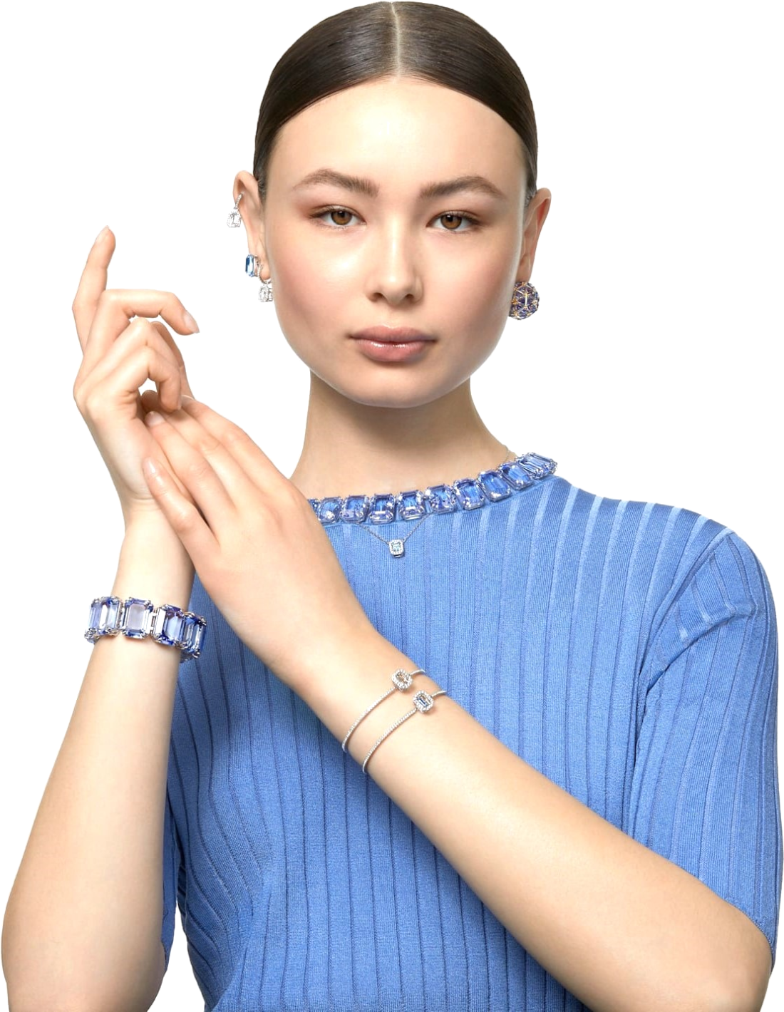 Bracelet Swarovski Jonc Millenia en métal rhodié - Bleu vue 5