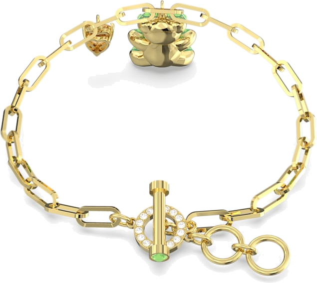 Bracelet Swarovski Teddy ours en métal plaqué or rose - Vert vue 4
