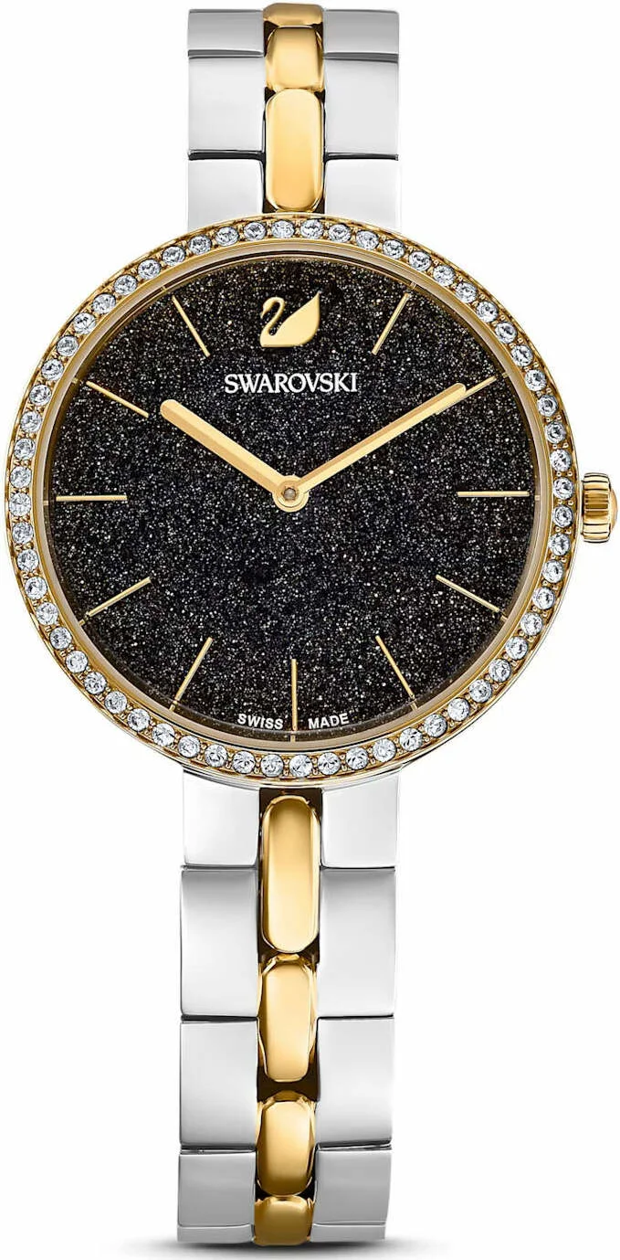 Montre Femme Swarovski 5644072 Cosmopolitan Acier Bicolore Cadran Noir Pailleté