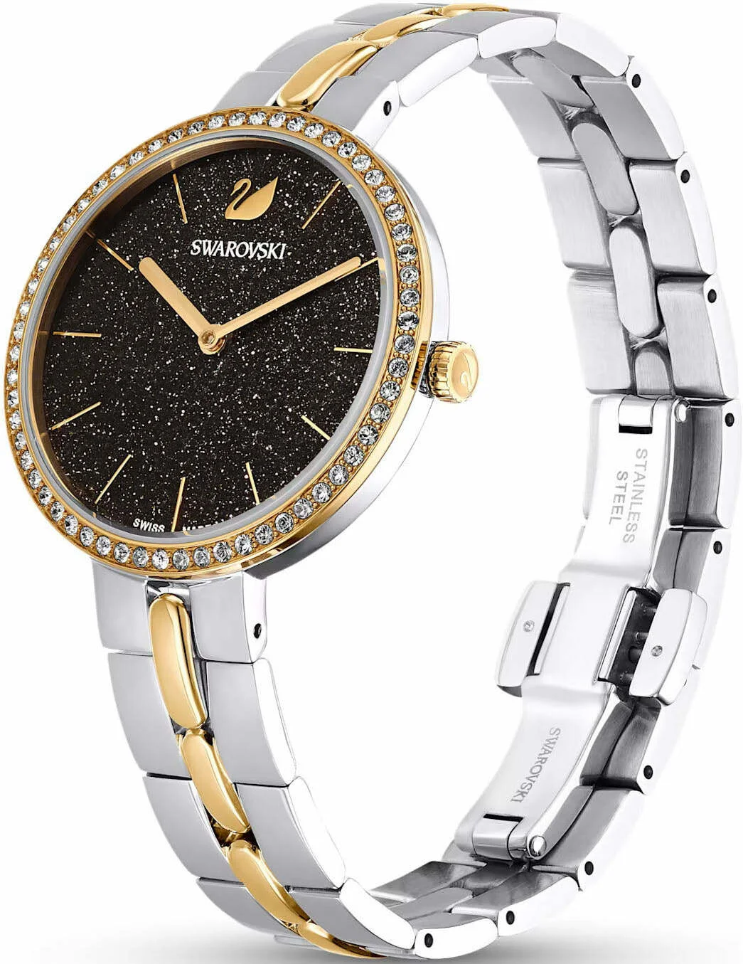 Montre Femme Swarovski 5644072 Cosmopolitan Acier Bicolore Cadran Noir Pailleté vue 2