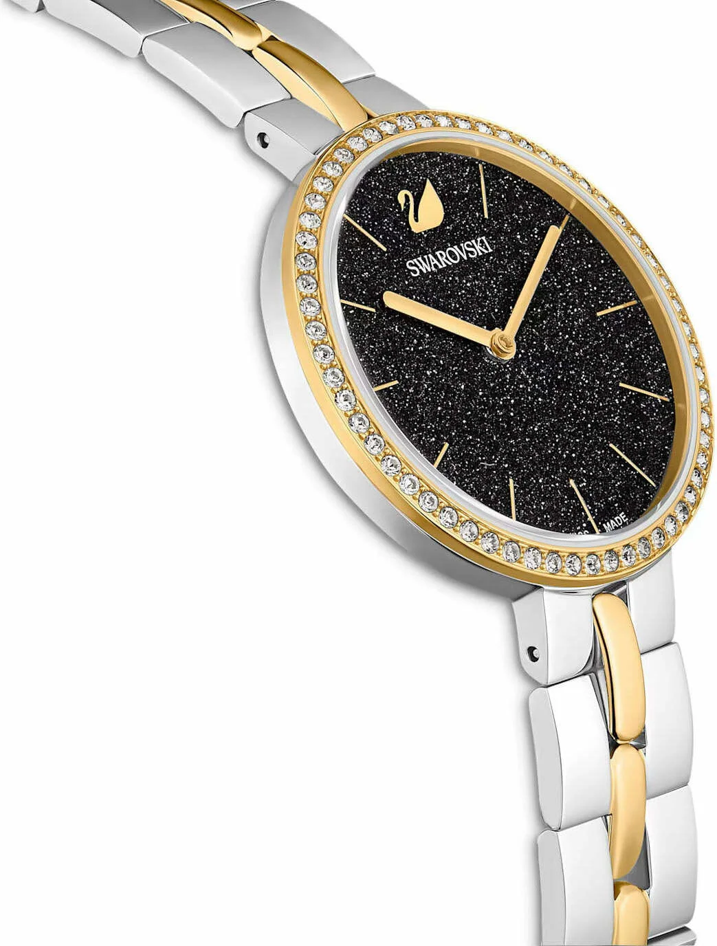 Montre Femme Swarovski 5644072 Cosmopolitan Acier Bicolore Cadran Noir Pailleté vue 4