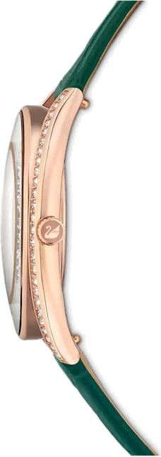 Montre Femme Swarovski 5644078, Cadran Tonneau Vert et Boîtier Or Rose, Bracelet Cuir Vert vue 2