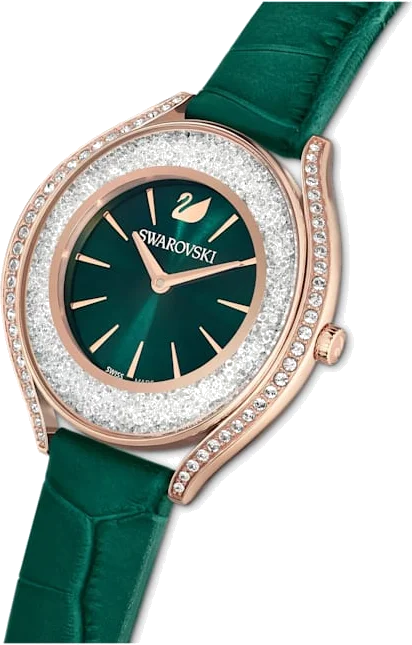 Montre Femme Swarovski 5644078, Cadran Tonneau Vert et Boîtier Or Rose, Bracelet Cuir Vert vue 3