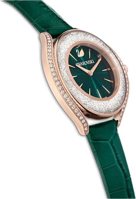 Montre Femme Swarovski 5644078, Cadran Tonneau Vert et Boîtier Or Rose, Bracelet Cuir Vert vue 4