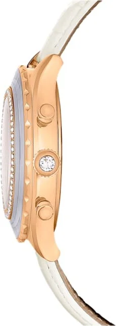 Montre Femme Swarovski 5671150 Octea Chrono - Cadran Blanc, Boîtier Or Rose, Bracelet Cuir Blanc vue 5