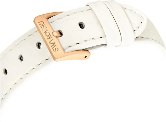 Montre Femme Swarovski 5671150 Octea Chrono - Cadran Blanc, Boîtier Or Rose, Bracelet Cuir Blanc vue 6
