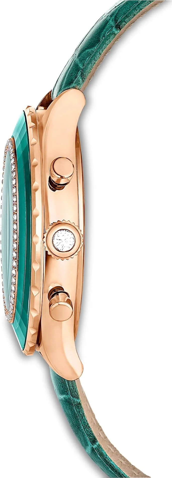 Montre Femme Swarovski Octea Lux Chrono 5672931 - Cadran Vert, Boîtier Or Rose, Bracelet Cuir Vert vue 6