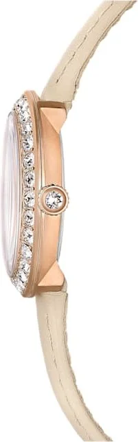 Montre Femme Swarovski Certa 5672968 - Boîtier Or Rose, Cadran Blanc Guilloché, Bracelet Cuir Beige vue 4