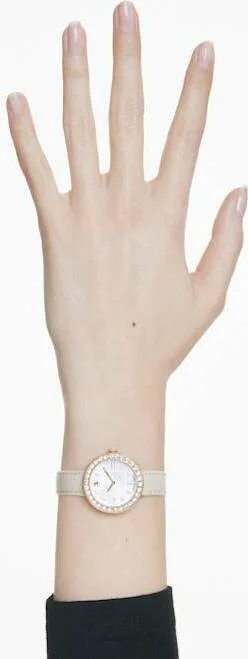 Montre Femme Swarovski Certa 5672968 - Boîtier Or Rose, Cadran Blanc Guilloché, Bracelet Cuir Beige vue 8