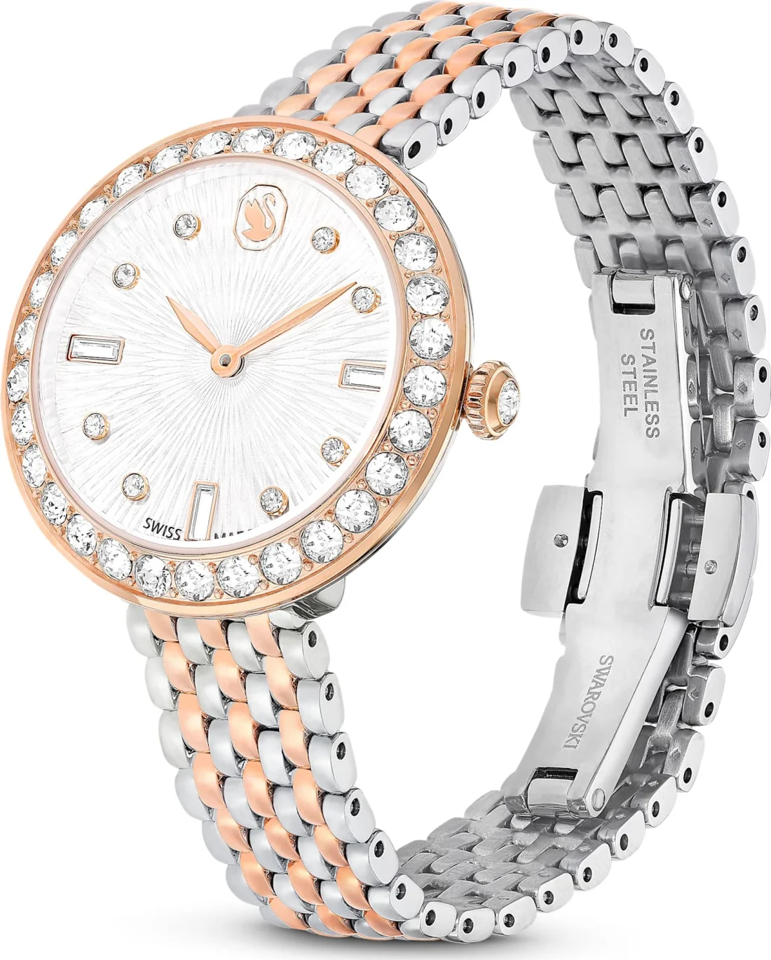 Montre Swarovski Certa 5672971 pour Femme - Boîtier Acier & Cristaux, Bracelet Bicolore Argent/Or Rose vue 4