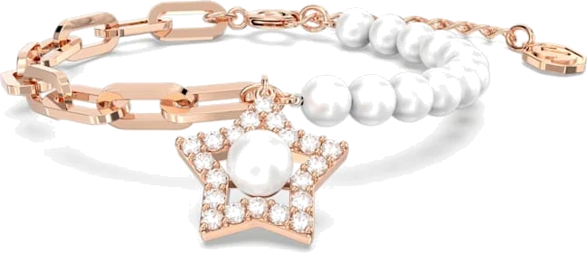Bracelet Swarovski Stella pour Femme, modèle étoile blanche en perles et acier plaqué or rose - Réf. 5645461 vue 2
