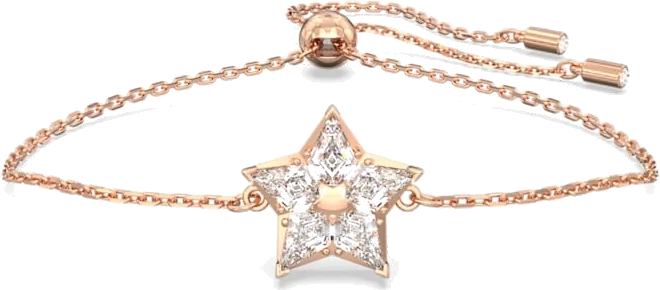 Bracelet Swarovski Stella 5645460 en métal plaqué or rose avec étoile et cristaux, ajustable pour femme