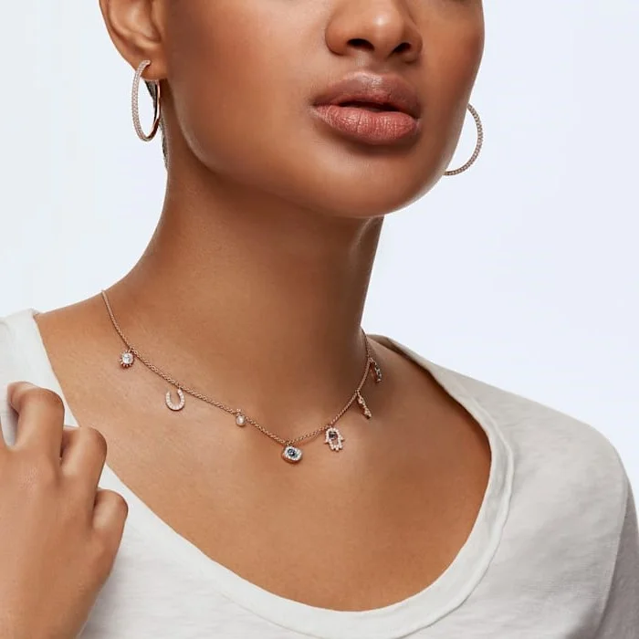 Collier Swarovski Symbolic 5497664 pour femme, breloques en cristal sur chaîne or rose vue 3