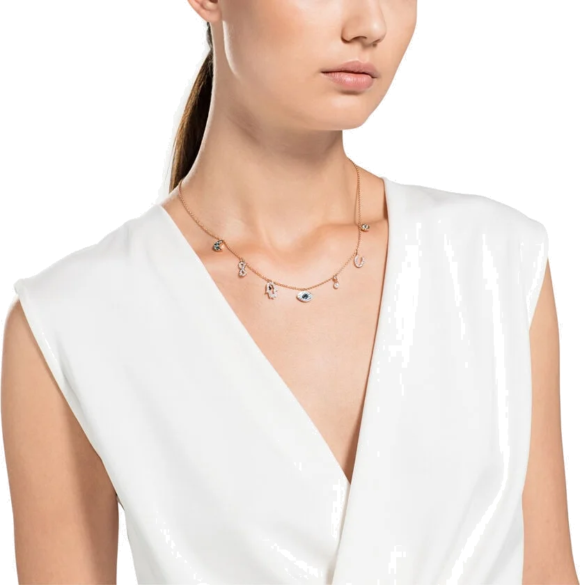 Collier Swarovski Symbolic 5497664 pour femme, breloques en cristal sur chaîne or rose vue 4