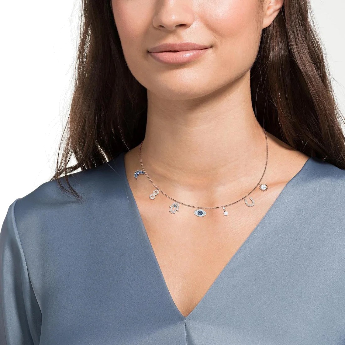 Collier Swarovski Symbolic 5497664 pour femme, breloques en cristal sur chaîne or rose vue 5