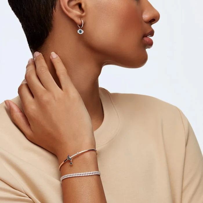 Boucles d'oreilles Swarovski 5425857 Symbolica Oeil porte-bonheur en or rose et bleu pour femme vue 2