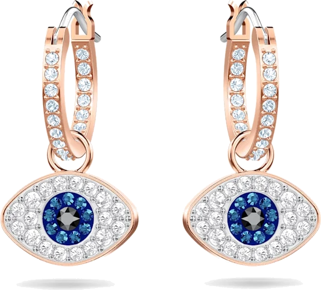 Boucles d'oreilles Swarovski 5425857 Symbolica Oeil porte-bonheur en or rose et bleu pour femme