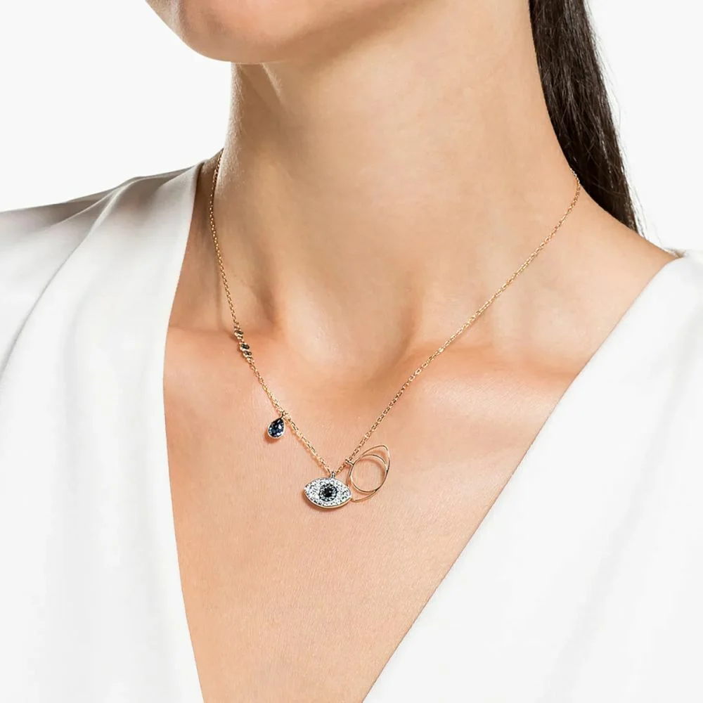 Collier Swarovski 5172560 Symbolica - Œil Porte-Bonheur en Cristal Bleu pour Femme vue 4