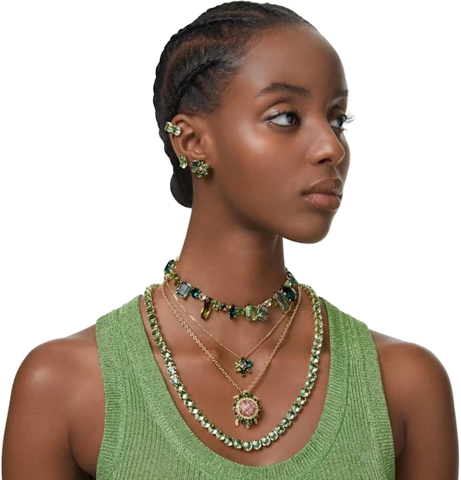 Boucles d'oreilles Swarovski Gema 5658400 en cristaux verts pour femme vue 4