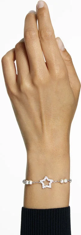 Bracelet Swarovski Stella 5645385 pour Femme en métal rhodié blanc avec perles de cristal et étoile vue 4