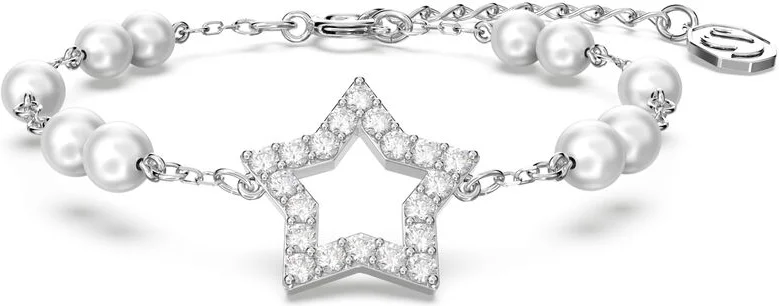 Bracelet Swarovski Stella 5645385 pour Femme en métal rhodié blanc avec perles de cristal et étoile