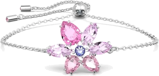 Bracelet Swarovski Gema 5658396 - Fleur en cristaux violets, métal rhodié rose pour femme