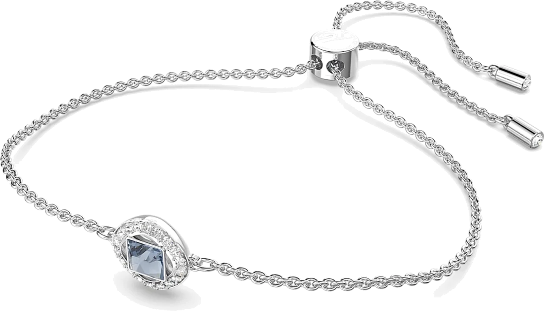 Bracelet Swarovski Angélique 5662141 pour Femme, Cristal Bleu Coupe Carrée sur Métal Rhodié Blanc vue 2