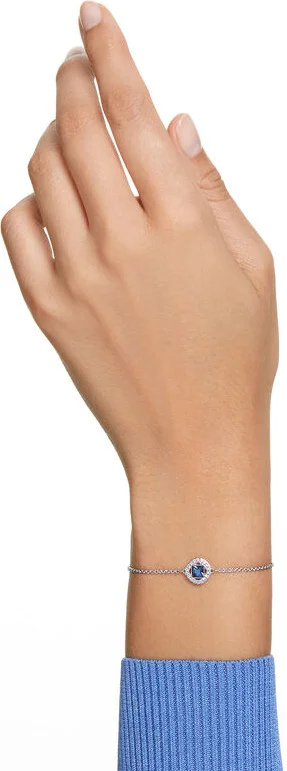 Bracelet Swarovski Angélique 5662141 pour Femme, Cristal Bleu Coupe Carrée sur Métal Rhodié Blanc vue 5