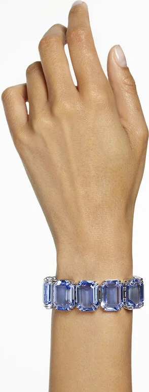 Bracelet Swarovski Millenia Taille octogonale Bleu Rhodié vue 4