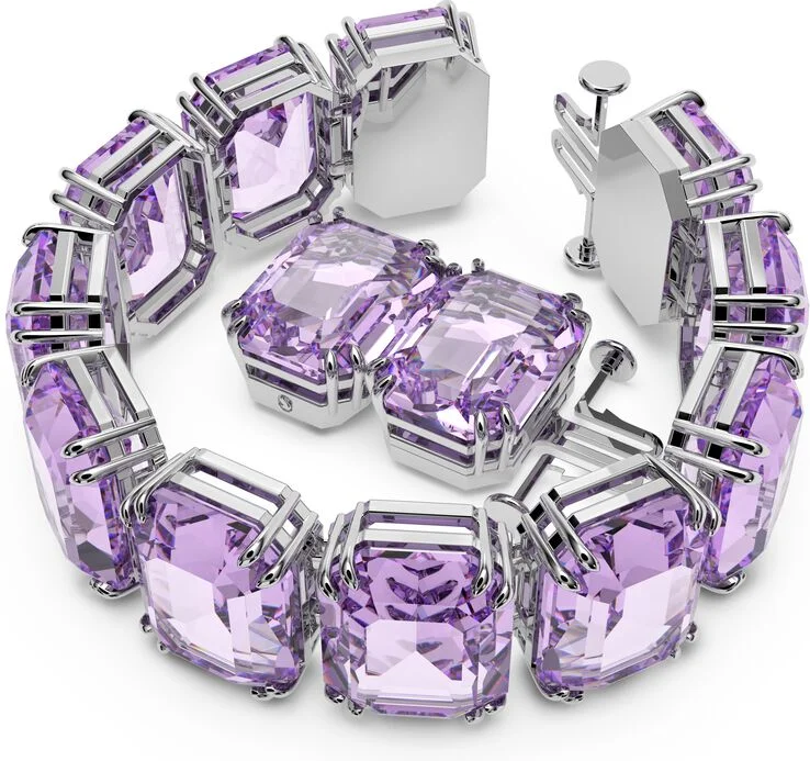 Bracelet Swarovski Millenia Taille octogonale Violet Rhodié vue 2